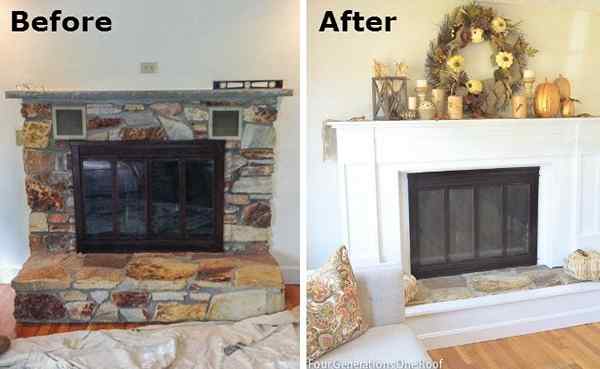 Antes y después de una chimenea rehacer