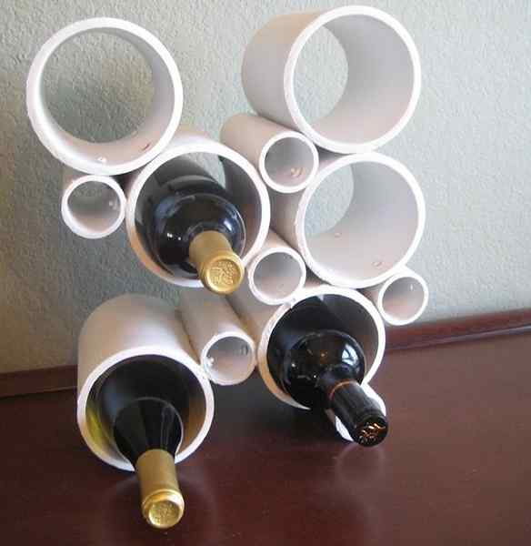 Estante de vino de tuberías de PVC de bricolaje