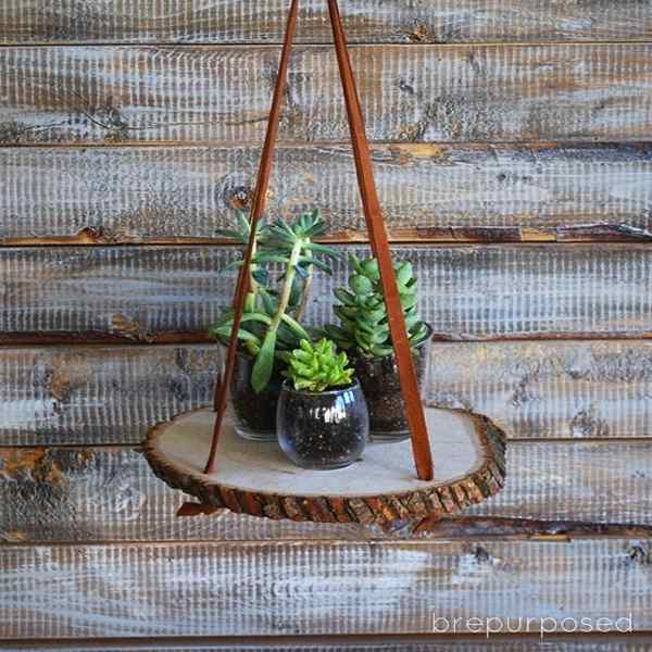 Support de plante de tranche de bois bricolage