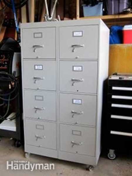 Idea de organización de tiendas para un gabinete de herramientas barato
