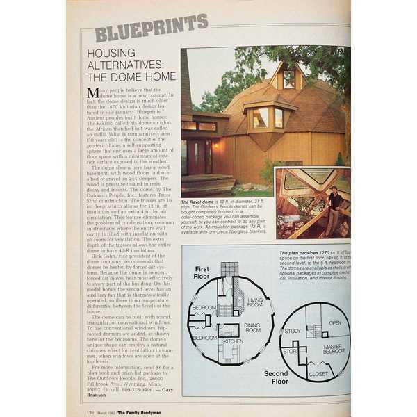 Vintage Family Handyman Feature aus dem Jahr 1982 The Dome Home
