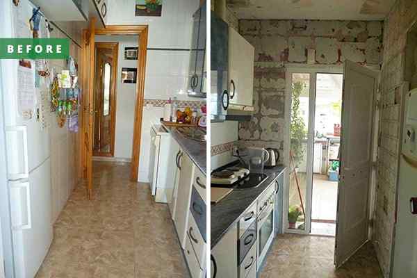 Antes y después de una pequeña cocina de galera se vuelve brillante y espaciosa sin derribar paredes